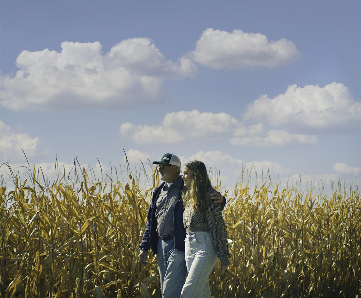 Walking next to field 